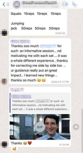Client check-in on WhatsApp