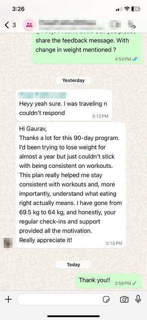 Client check-in on WhatsApp