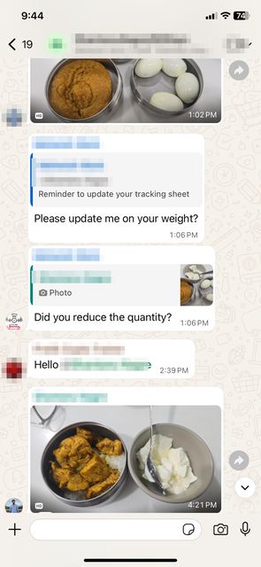 Client check-in on WhatsApp